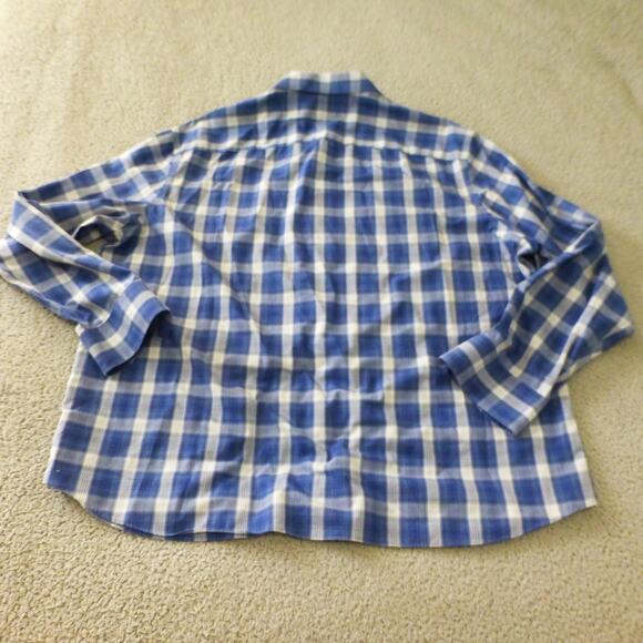 Untuckit Shirt Mens 3XL Button Up Blue Plaid Cotton Relaxed Long Sleeve - Picture 2 of 7